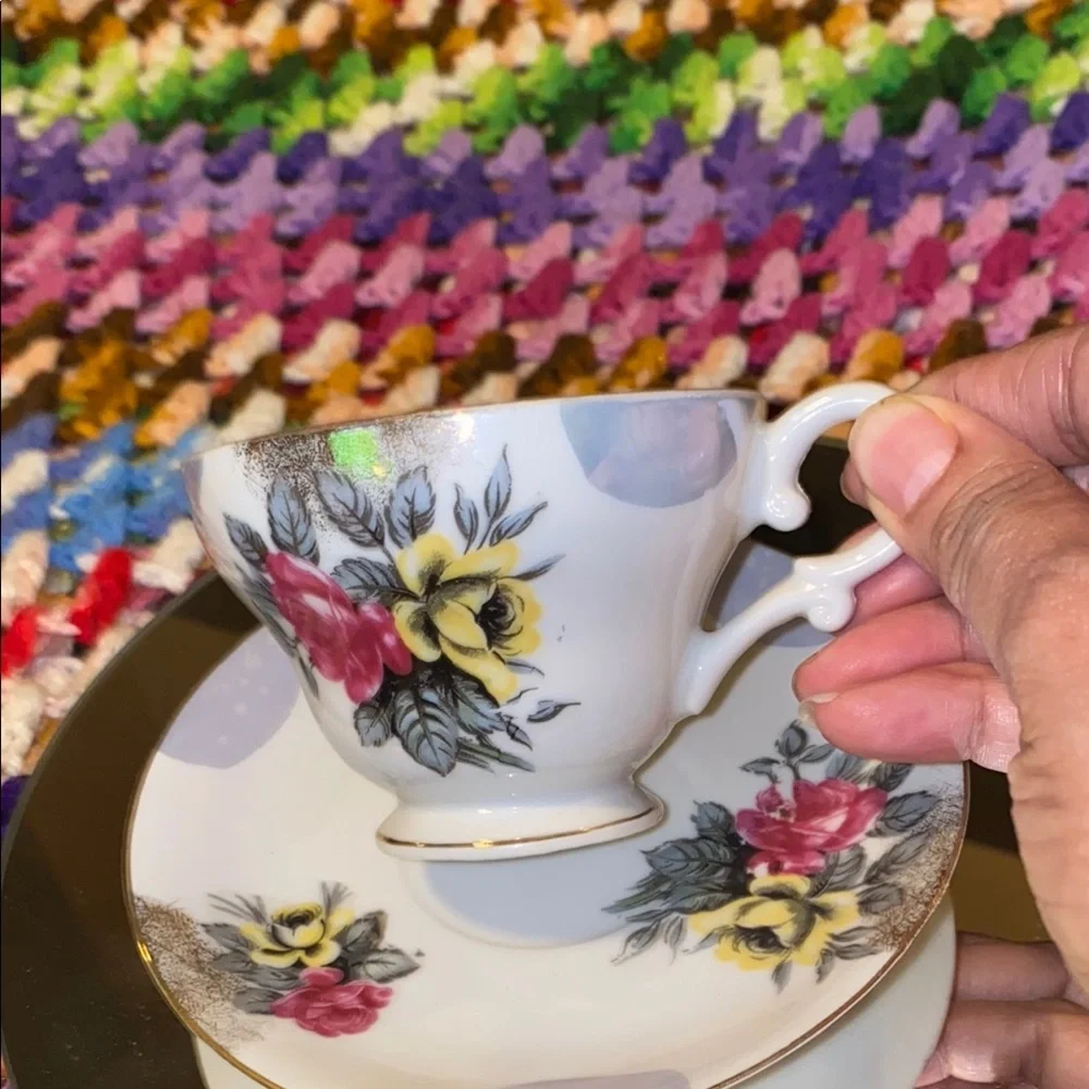 Vintage Floral Teacup and Saucer Set